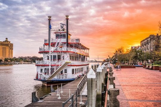 Scenic Savannah Night Tour with Riverboat Sunset Cruise